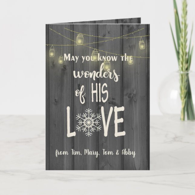 Tarjeta Navidades citan sobre madera negra con cuerda de l (Anverso)