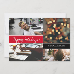 Tarjeta Navidades Collage de fotos Red Happy Holidays Comp
