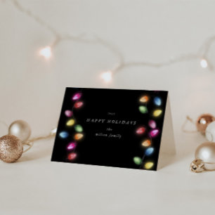 Tarjeta Navidades Colorful String Lights: vacaciones dobla