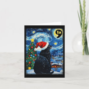 Tarjeta Navidades Comma de gato negro estrellada La Kamala
