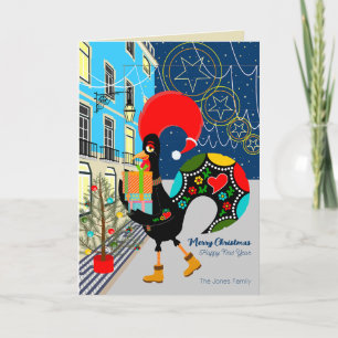Tarjeta Navidades comprando con el Rooster Portugués