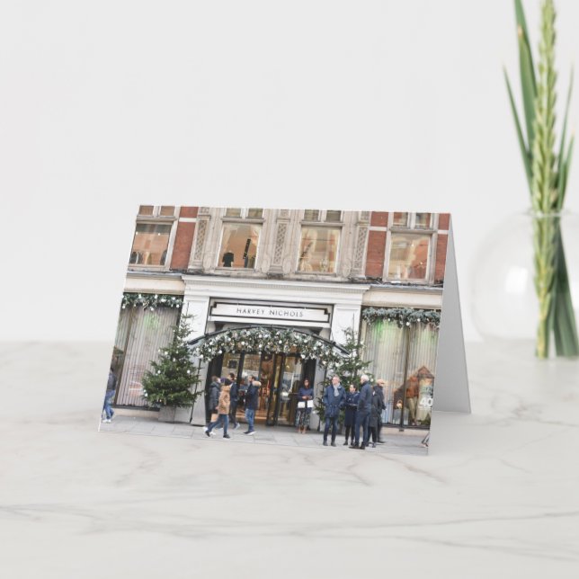 Tarjeta Navidades Comprando Knightsbridge Londres Foto del (Anverso)