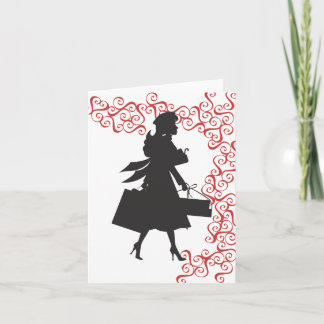 Tarjeta Navidades comprando silueta