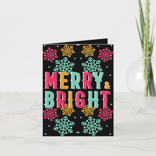 Tarjeta Navidades con colores vivos y merry (Anverso)