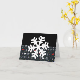 Tarjeta Navidades con copos de nieve y hojas con espalda n
