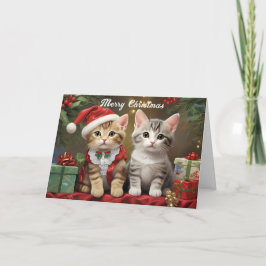 Tarjeta Navidades con gatos malcriados