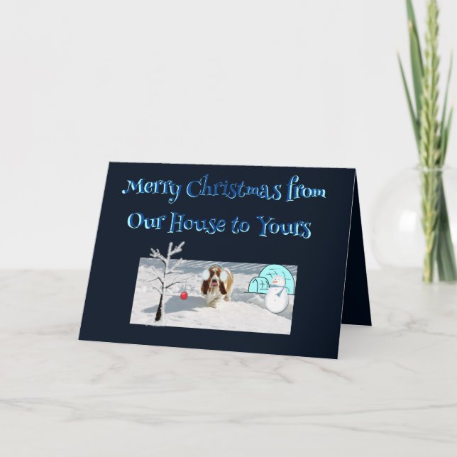 Tarjeta Navidades con hermosos arbustos en la nieve (Anverso)