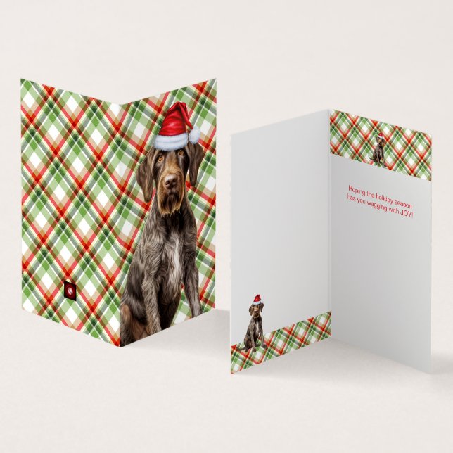 Tarjeta Navidades con mango rojo de vacaciones de perro pu (Interior y exterior)