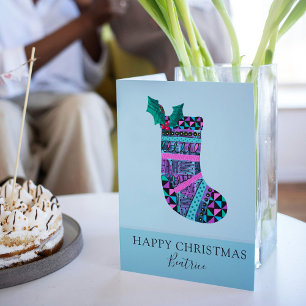 Tarjeta Navidades con modelo abstracto de monograma