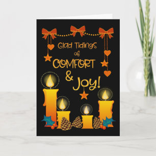 Tarjeta Navidades con velas, arcos, corazones
