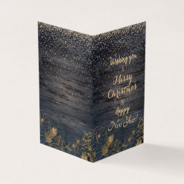 Tarjeta Navidades confeti lindo y diseño floral dorado