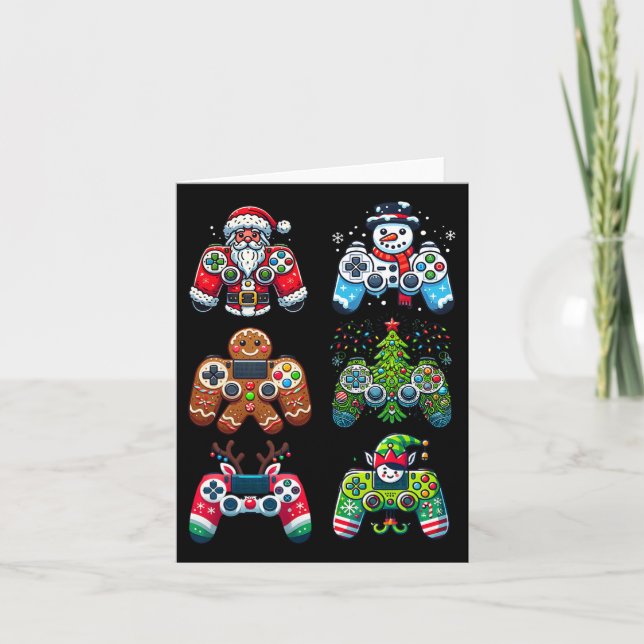 Tarjeta Navidades Controladores de juegos Santa Elf Navida (Anverso)