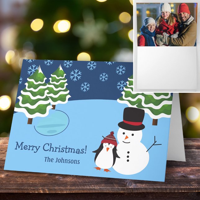 Tarjeta Navidades copos de nieve con nombre y foto de fami (Subido por el creador)