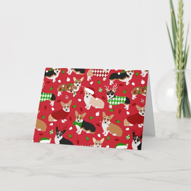 Tarjeta Navidades Corgi Dogs (Anverso)