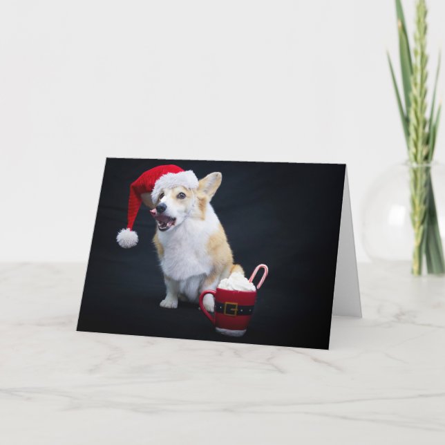 Tarjeta Navidades Corgi Licando Sus Labios (Anverso)