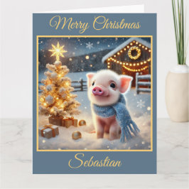 Tarjeta Navidades cortos en la granja