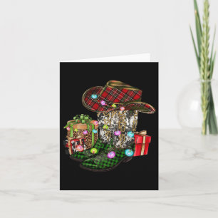 Tarjeta Navidades Cowboy Boot Piel de vaca occidental Xmas