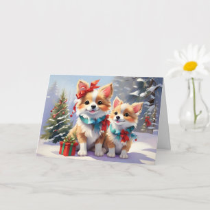 Tarjeta Navidades Cuidados Corgis Holiday Delight
