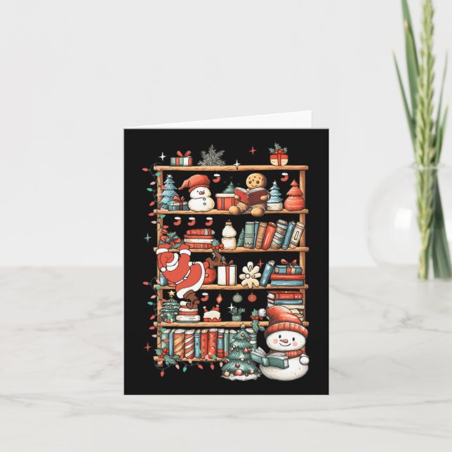 Tarjeta Navidades Cuidados Librería Santa Reading Books Gi (Anverso)