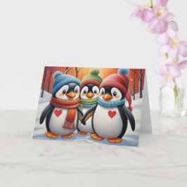 Tarjeta Navidades Cute Lovely Penguins
