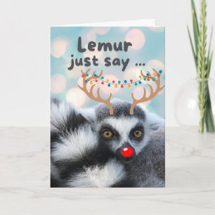 Tarjeta Navidades Cute Ring Tail Lemur Pun