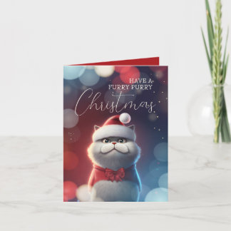 Tarjeta Navidades Cute Santa Cat Furry