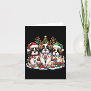 Tarjeta Navidades Cute Santa Reindeer Elf Saint Bernard Wo