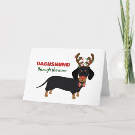 Tarjeta Navidades Dachshund A Través De Perro De Renos De 