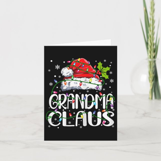 Tarjeta Navidades De Abuela Claus Encenden Partido Familia (Anverso)