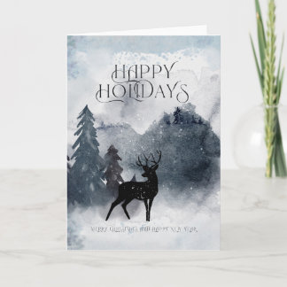 Tarjeta Navidades de acuarela de invierno con vacaciones f