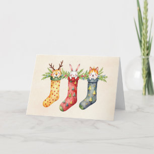 Tarjeta Navidades de acuarela de los almacenes de animales