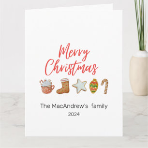 Tarjeta Navidades de acuarela galletas beben caramelos