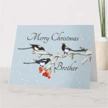 Navidades de acuarela Holly Magpie Bird Brother