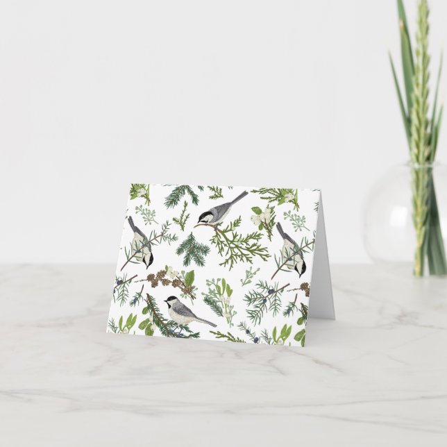 Tarjeta Navidades de acuarela Ilustracion natural forestal (Anverso)