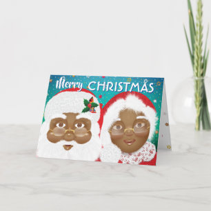 Tarjeta Navidades de African American Santa y Mrs Claus