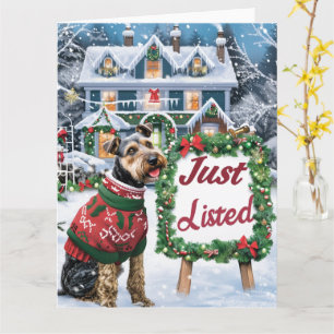 Tarjeta Navidades de Airedale Terrier Festive Humor Realto