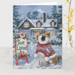 Tarjeta Navidades de Akita Festive Humor Realtor