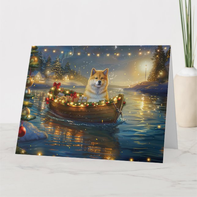 Tarjeta Navidades de Akita norteamericanos disfrutan de un (Anverso)
