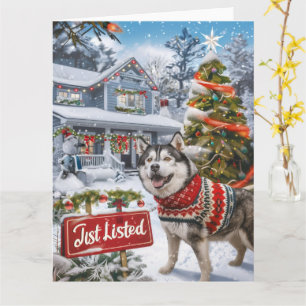 Tarjeta Navidades de Alaska Malamute Festive Humor Realtor
