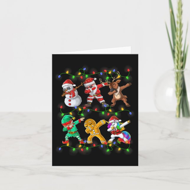 Tarjeta Navidades de amigos de Dabbing Santa Elf Chicas ho (Anverso)