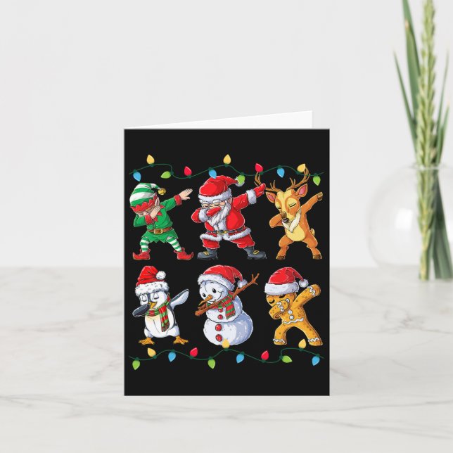 Tarjeta Navidades de amigos de Dabbing Santa Elf Chicas ho (Anverso)