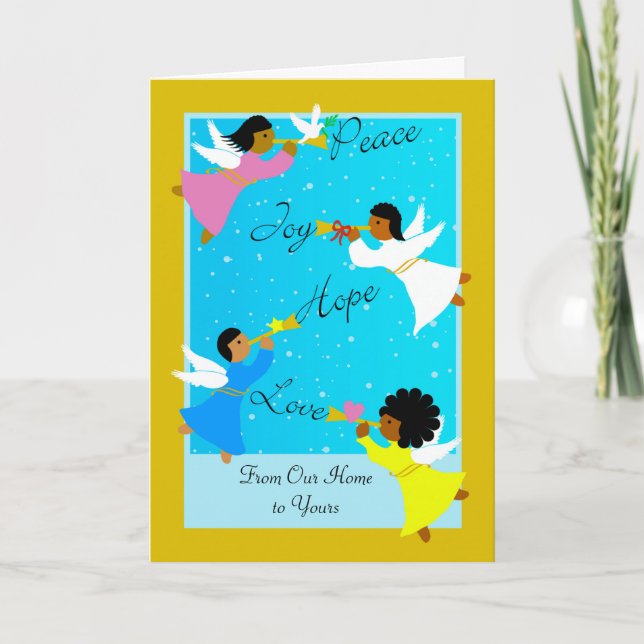 Tarjeta Navidades de ángeles multiculturales de nuestro ho (Anverso)