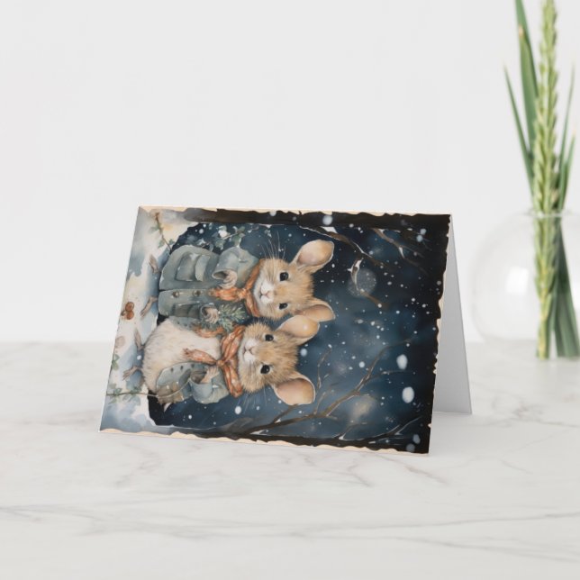 Tarjeta Navidades de animales de la selva Cute Woodland sa (Anverso)