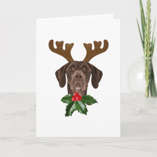 Tarjeta Navidades de Antlers De Perro Puntero De Alemania (Anverso)