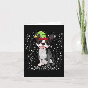 Tarjeta Navidades de árbol de perros de Boston terrier sus
