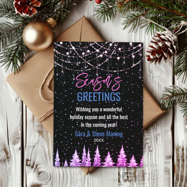 Tarjeta Navidades de árboles rosas modas purpurina año nue (Subido por el creador)