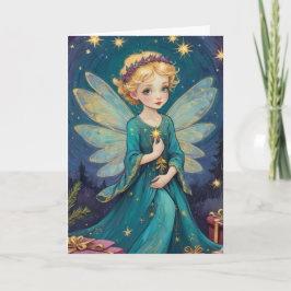 Tarjeta Navidades de arte cutáneo Starry Night Fairy