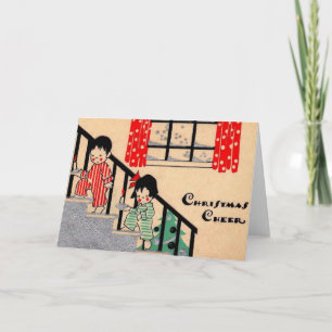 Tarjeta navidades de arte deco de los años 1930 Cheer