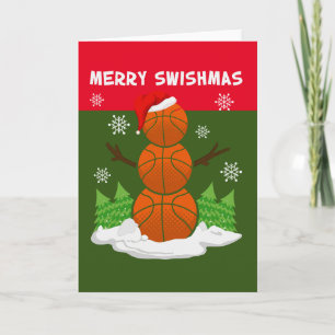 Tarjeta Navidades de baloncesto celebran SWISHMAS con somb