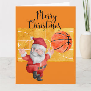 Tarjeta Navidades de baloncesto con Santa Claus